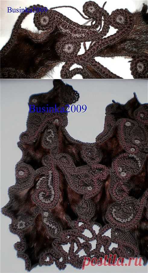 СОЕДИНЕНИЕ КУСОЧКОВ МЕХА с вязанием.