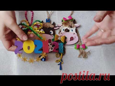 Супер простые новогодние игрушки символы 2021 года и не очень. DIY/рукоделие