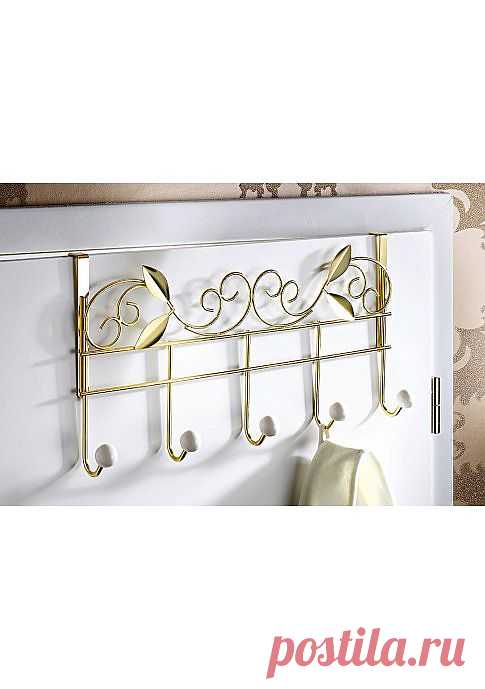 Крючки. Вешаются на дверь. Хромированные или золотистые. 5 крючков с белыми шариками из керамики