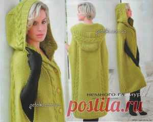 ЭКСТРАВАГАНТНОЕ ПАЛЬТО-ПОНЧО СПИЦАМИ