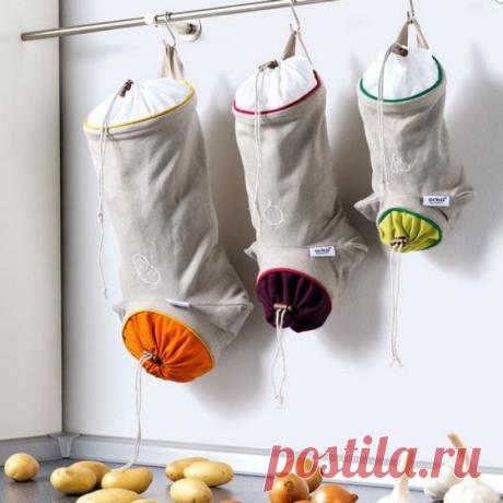 Поделки своими руками - Шьем мешок на кухню для хранения овощей