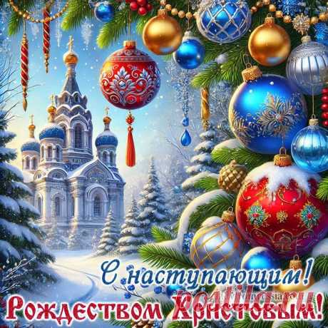 С наступающим Рождеством Христовым открытка, красивая православная картинка