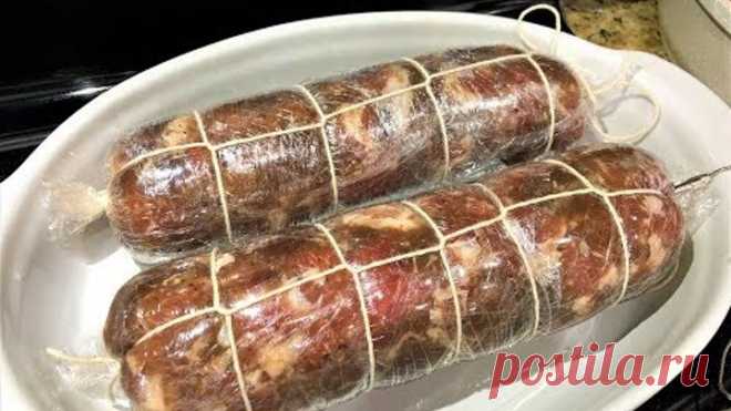 Колбаса Домашняя в Духовке  ЛЕНТЯЙКА без оболочки, мясорубки и коптильни. Проще некуда!