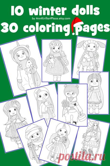 Winter Christmas Printable Doll Coloring Book Kids Coloring | Etsy