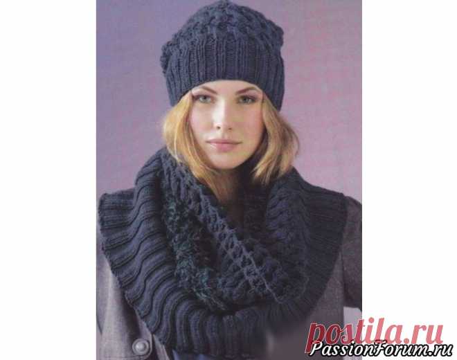 Вязаная шапка и снуд 