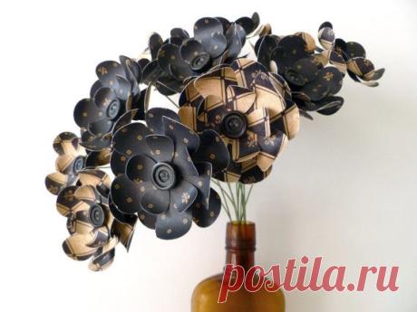 Цветы из кожи/бумаги...Fleurs Bouquet de fleurs de papier affichage par FlightyFleurs