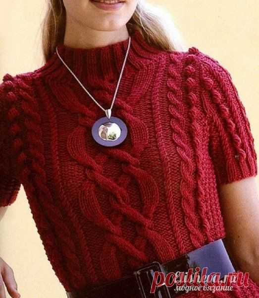 Платье с узорами "sexy in red" вязаное спицами
