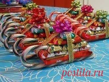 Сладкий подарок своими руками. Вот такие съедобные сани к Новому Году!