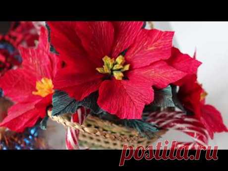 Paper Poinsettia Flower DIY / Tutorial / Пуансеттия из бумаги / Цветок Рождественская звезда - YouTube