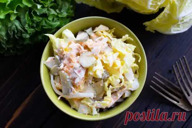 Салат с пекинской капустой, вареной курицей и овощами - Будет вкусно - Медиаплатформа МирТесен