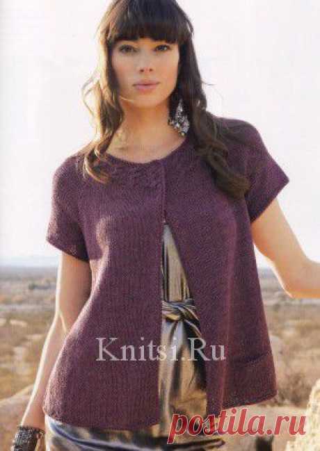 Жакет с короткими рукавами реглан. Вязание для женщин / Жакеты / Спицами