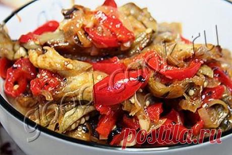 закуска из печеных баклажанов и жареных овощей, рецепт приготовления