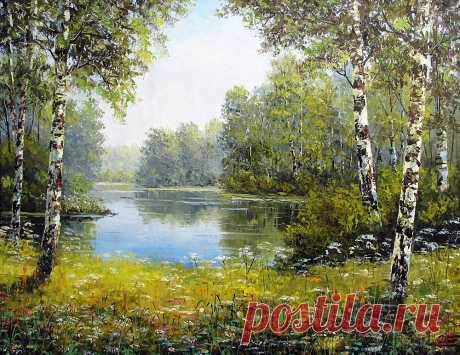 Край березовый, необъятный... Художник Синев Евгений.