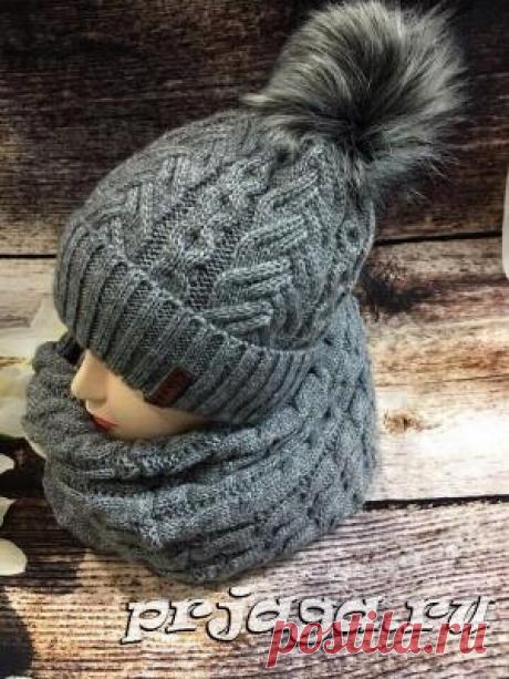 «Сложная коса» спицами