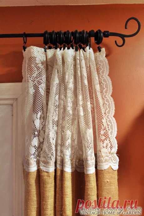 (13) Sewing burlap and lace curtains. | Creative Country Mom's | creative