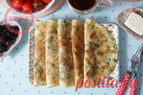 Простой рецепт блинов с зеленью, по-турецки | Другая Кухня /Дневник фудблогера | Яндекс Дзен