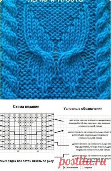 Узор спицами со схемкой