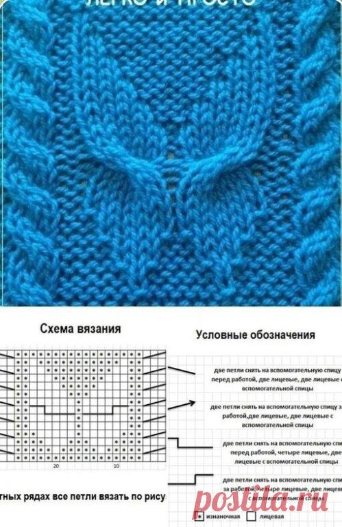 Узор спицами со схемкой