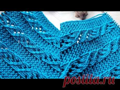 Узор спицами с вeртикальными дорожками🧶➡️knitting pattern.