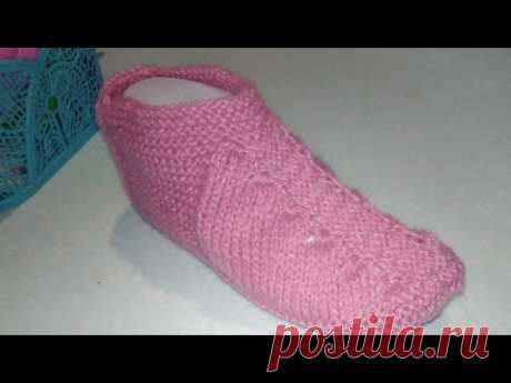 "ГЕОРГИН"/ТАПОЧКИ-СЛЕДОЧКИ НА ДВУХ СПИЦАХ БЕЗ ШВОВ/МК ЧАСТЬ1