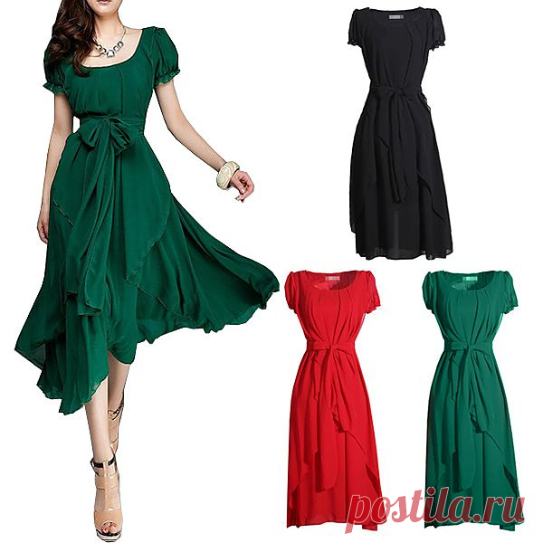 Women's Vintage Scoop Neck Irregular Hem Puff Sleeve Maxi Ball Gown Party Dress | eBay
