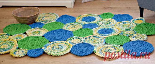 Коврик из разноцветных кругов - схема вязания крючком. Вяжем Коврики на Verena.ru