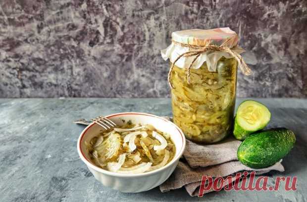 Салат из огурцов с луком на зиму без стерилизации — Домашняя кулинария
