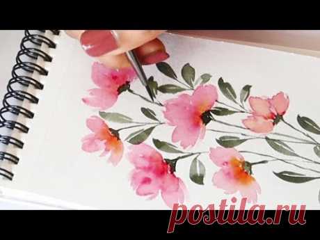 How to paint easy and quick flower bunch | Watercolor florals | Easy florals painting ideas