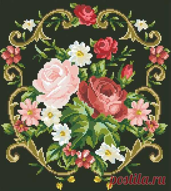 Вышивка крестом — красивые старинные схемы Petit Point