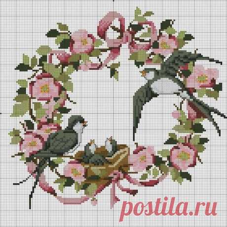 Весенние птички в вышитых картинах