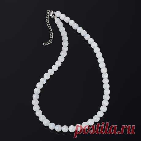 5.190 р-Купить Бусы лунный камень (адуляр) Индия (биж. сплав, сталь хир.) 8 мм 45 см (+7 см) Доставка по всему миру! Заходи и покупай сейчас! | Интернет-магазин Минерал Маркет - 386012