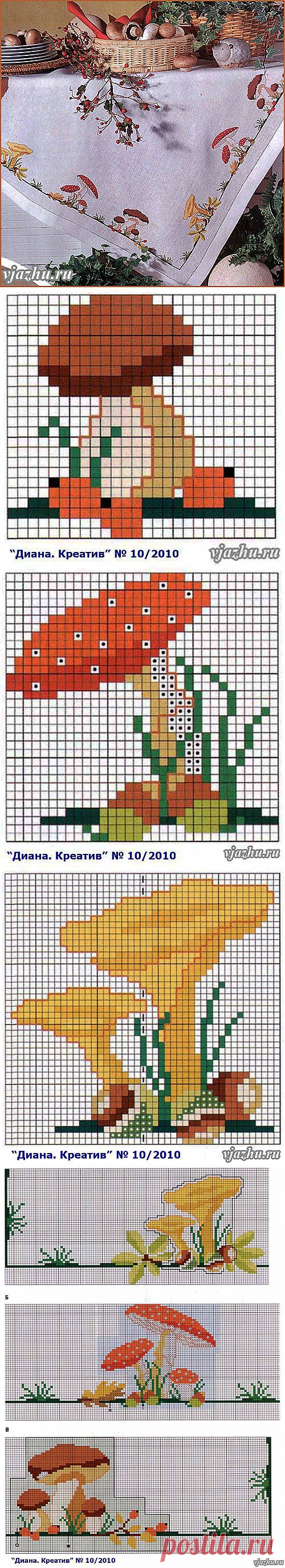 Вязание и вышивка, рукоделие - Волшебные палочки - Статьи: Схемы вышивки грибов