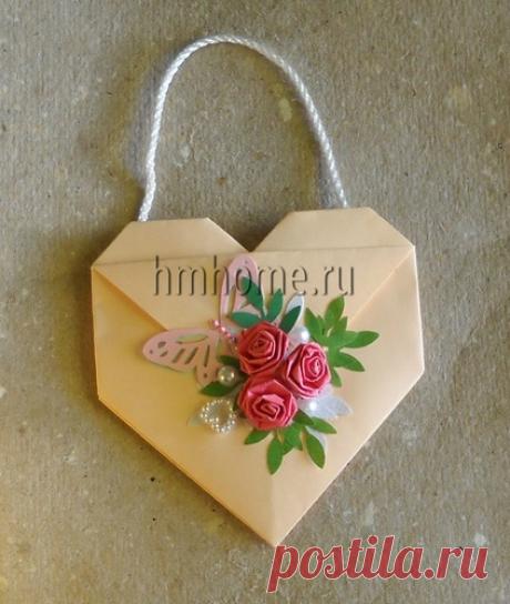 Сердце оригами с карманом - Домашний hand-made Сердце оригами с карманом — отличная упаковка для небольшого подарка (шоколад, украшения, записки, АТС, различные аксессуары и др.) к Дню всех влюблённых и одновременно красивая валентинка. Для изготовления оригами подготовьте …