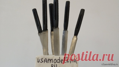 Простые ножи с рукоятками из арматуры Здравствуйте, уважаемые посетители сайта «В гостях у Самоделкина». Сегодня я хочу Вам рассказать о том, как можно изготовить простой, но очень добротный нож, не затрачивая при этом много времени и используя для изготовления рукоятки бросовые материалы. Конечно, речь идёт не о красивых кухонных