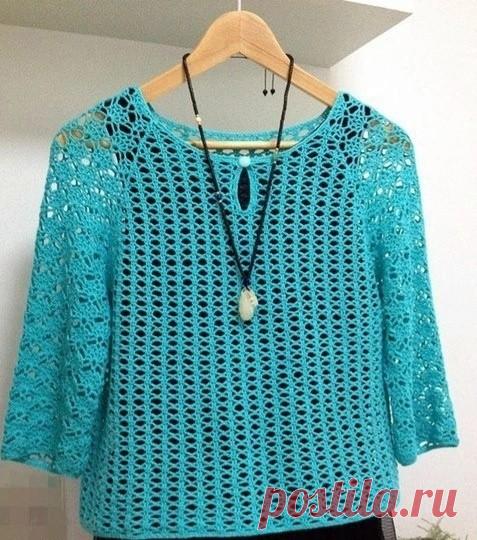 Ажурный джемпер с рукавом реглан