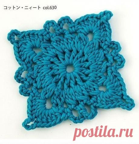 Плед из квадратных мотивов. Схема. / Рукоделие