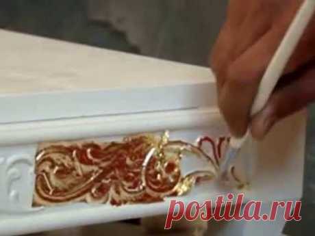 «Золочение» - нанесение на поверхность изделия листового (Поталь) золота, серебра и других металлов - YouTube