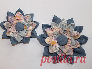 Цветок на сумку из джинсы и хлопка - Ярмарка Мастеров - ручная работа, handmade