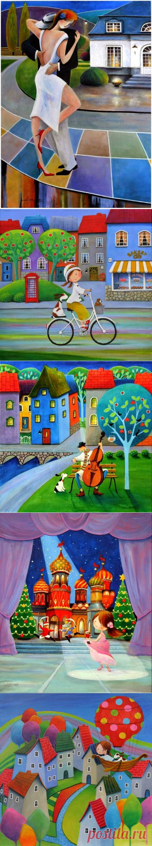 Привет мои дорогие! Ужасно соскучилась! Улыбнемся! Наивное искусство. Iwona Lifsches