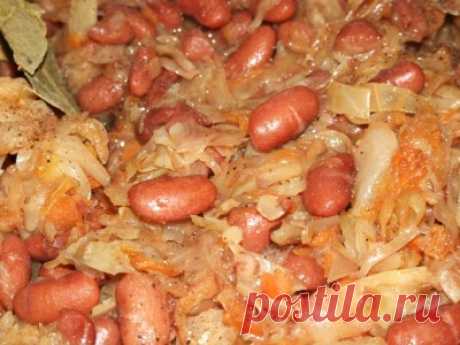 Тушеная капуста с фасолью : Вегетарианская и постная кухня