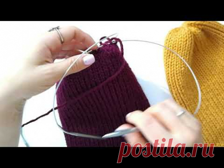 МК шапка бини резинкой 1*1 | закрытие макушки |
