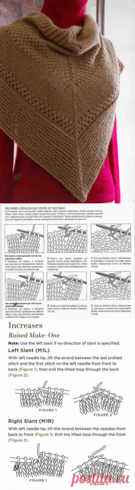 Текстурная дизайнерская шаль спицами