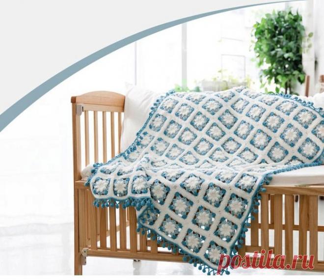 ДЕТСКИЙ ПЛЕД "ЭДЕЛЬВЕЙС" С ЦВЕТОЧНЫМИ КВАДРАТАМИ