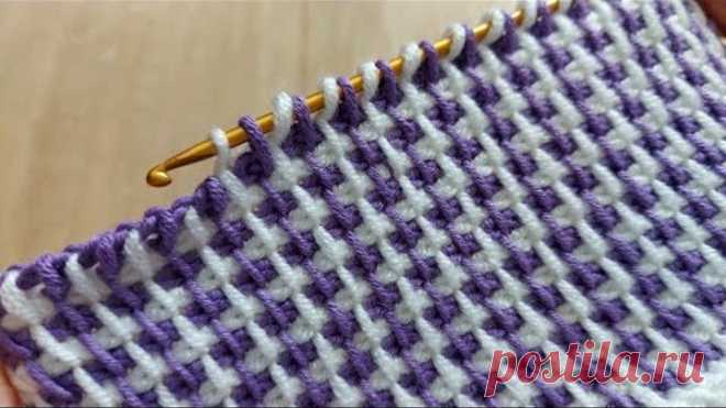 Super Very Very Easy Tunisian Knitting Model 🤍 Çok Kolay Çok Gösterişli Tunus İşi Örgü Modeli