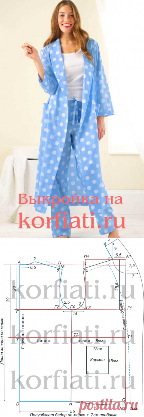 Выкройка халата от Анастасии Корфиати