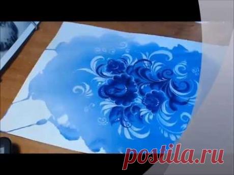 Роспись, двойной мазок акварелью, &quot;Морозные узоры&quot;, irishkalia