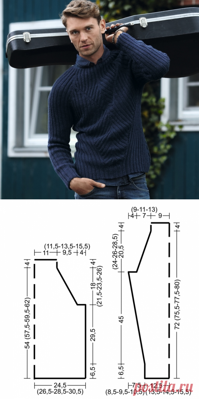 Вяжем для своих любимых - мужской джемпер в рубчик