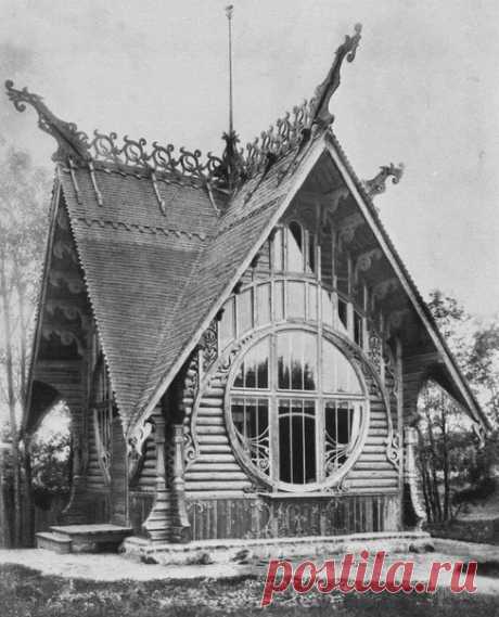 Деревянное здание буфета при вокзале на станции Вырица, 1909 год