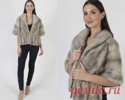 Vtg 60s Silver Mink Stole Real Grey Fur Collar Bolero Wrap Shrug Wedding Cape OS | eBay