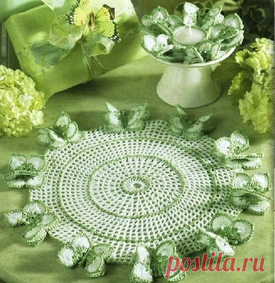 Салфетки с объемными бабочками (вязание крючком)